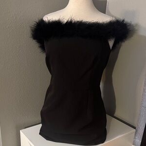 Gianni Bini Black Dress with Feather Detail